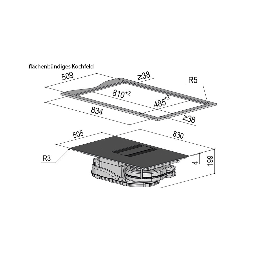 Cooktop extractor Downline Performance BKA83DLP 1100075