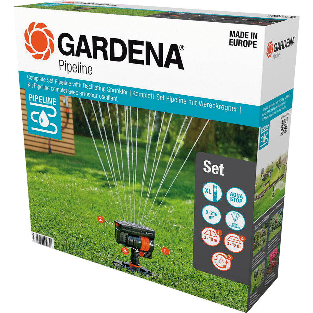 Complete set pipeline with oscillating sprinkler