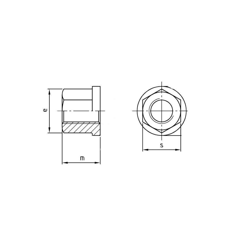 Hexagon nut with collar, blank