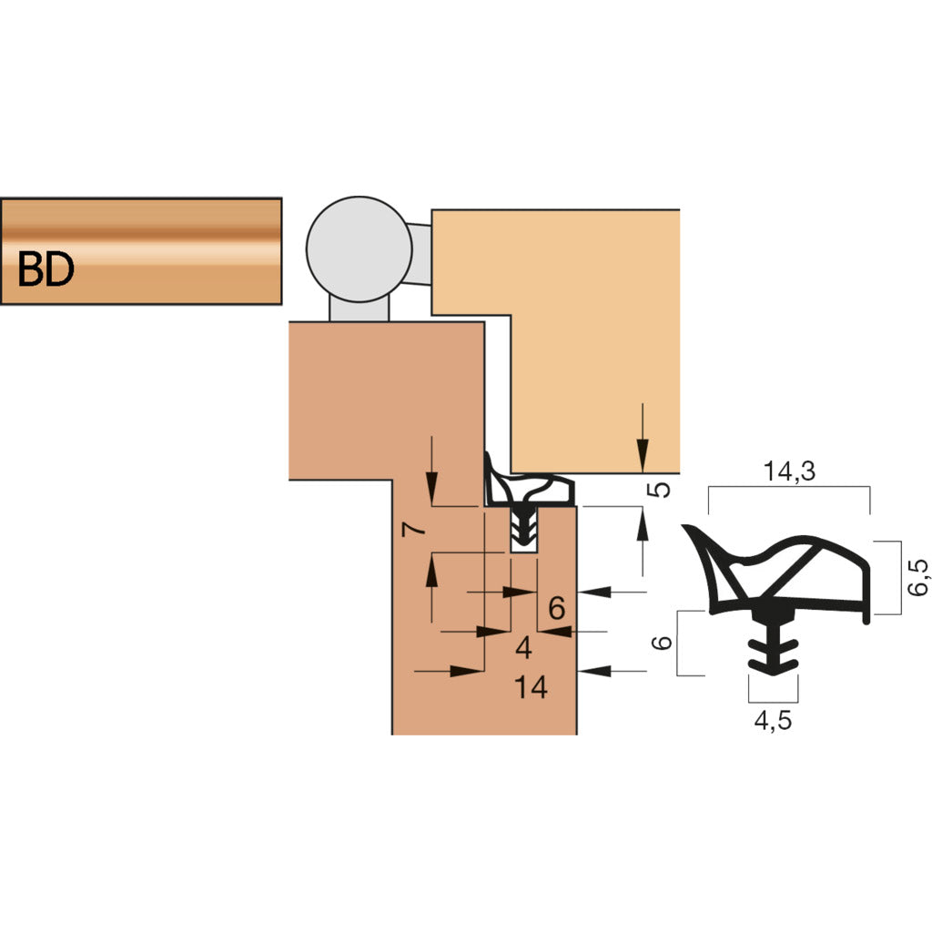 Door seal V 1012 short collar