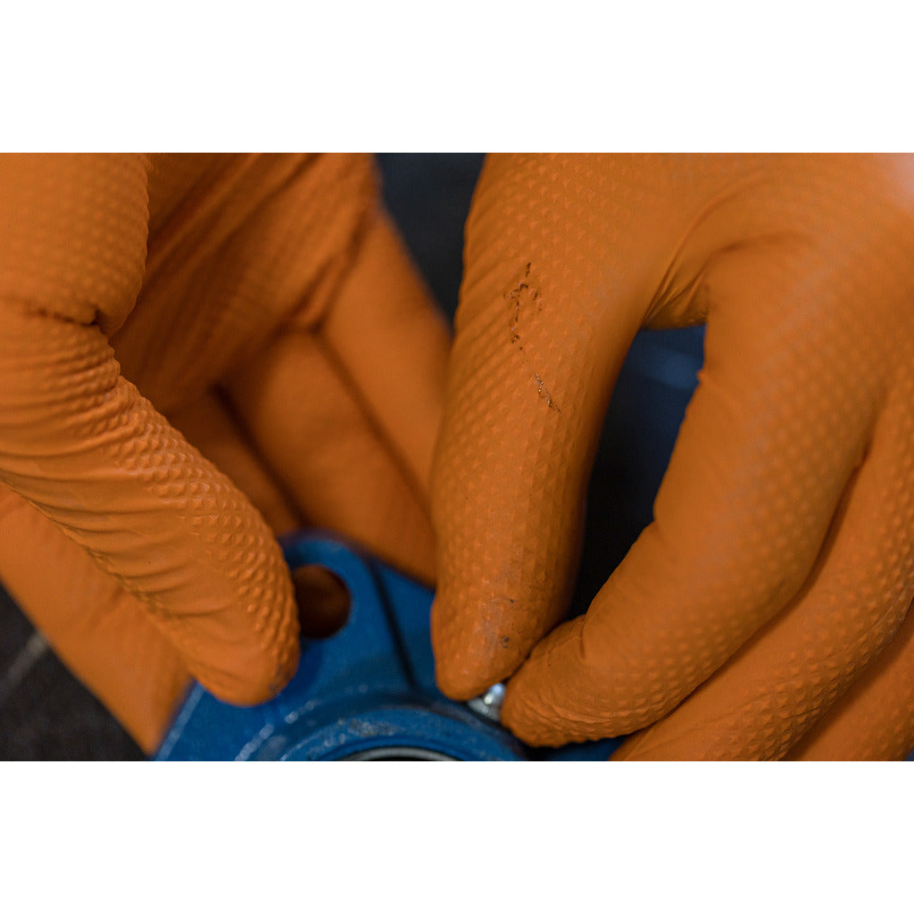 Disposable Nitrile X-Grip gloves orange