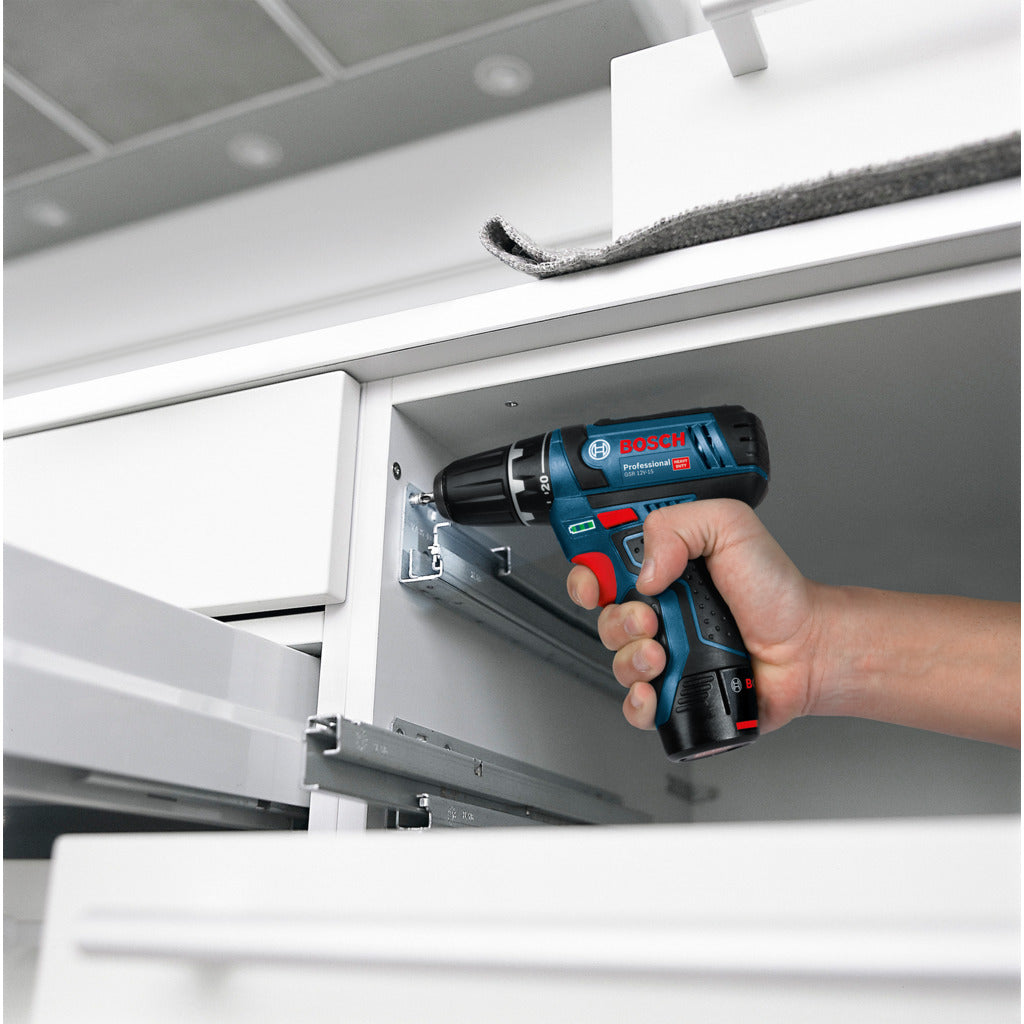 Trapano avvitatore a batteria GSR 12 V-15 con 2 batterie e caricabatteria