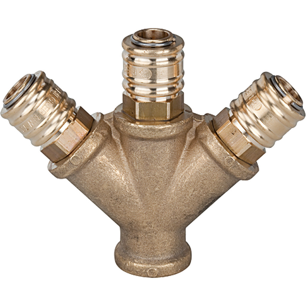 Distributor with 3 quick-release couplings / internal thread
