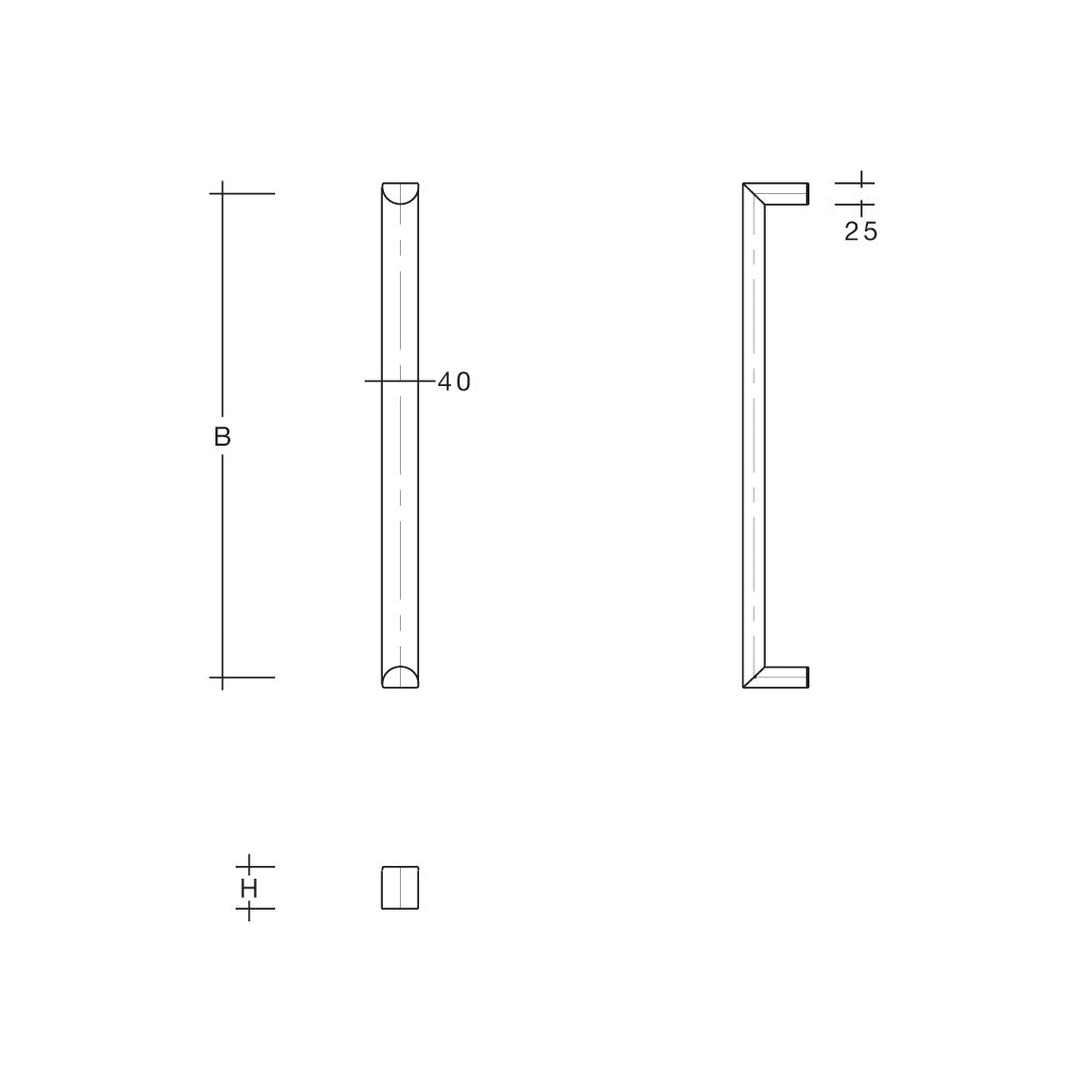 Pull handle D-profile