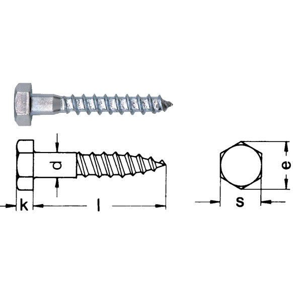 Hexagon wood screw galvanized