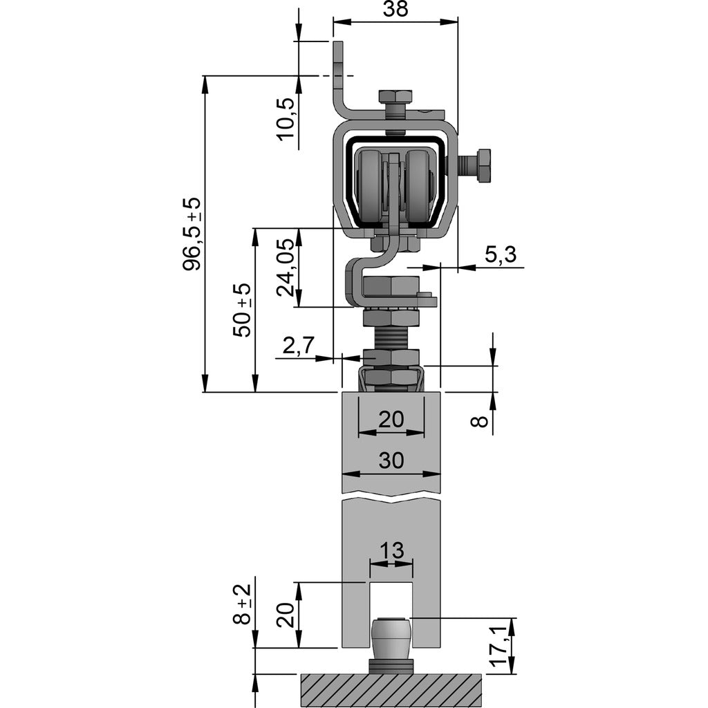 Sliding gate fitting wall
