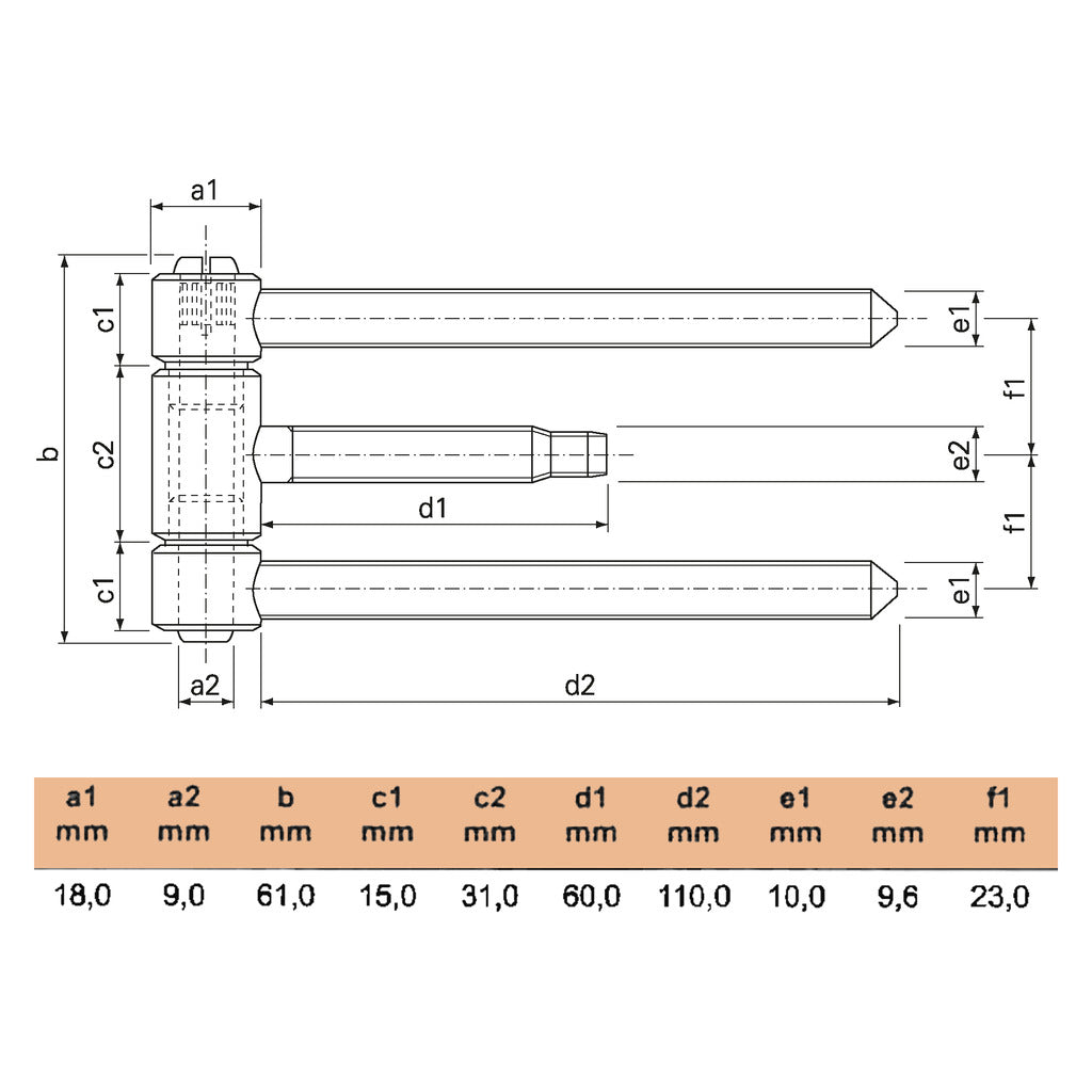 Drill-in hinge 40H-18-009