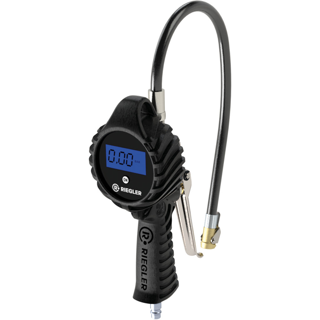 Digital hand tire gauge, rotatable hose