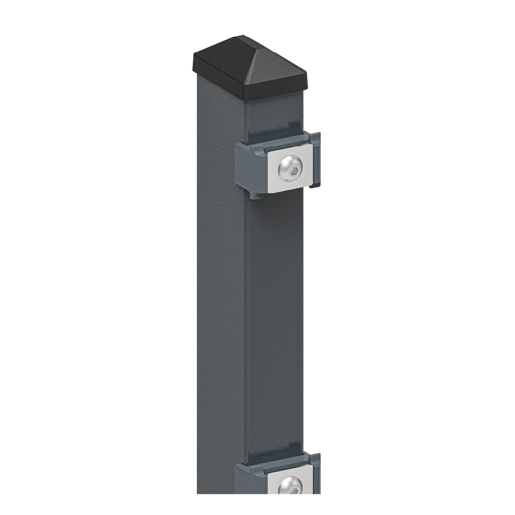 Standard fence post with point holder for double rod mats
