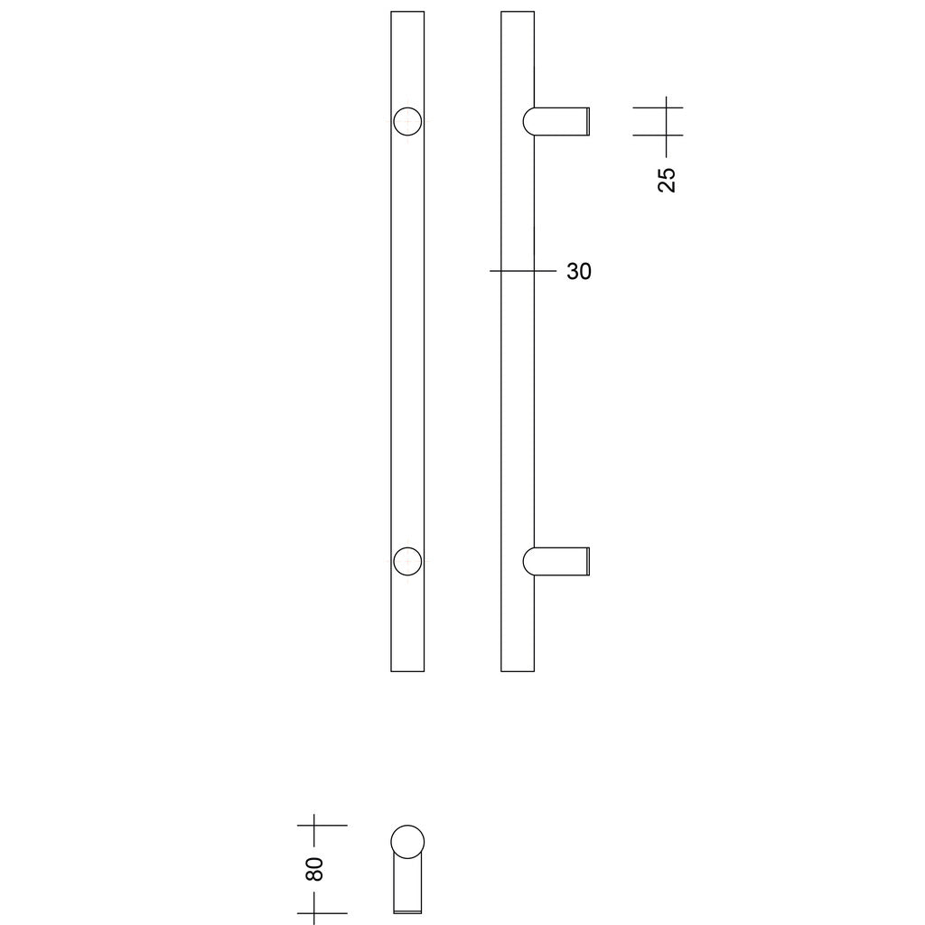 Pull handle railing 30/straight black