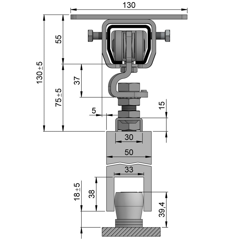 Sliding gate fitting ceiling
