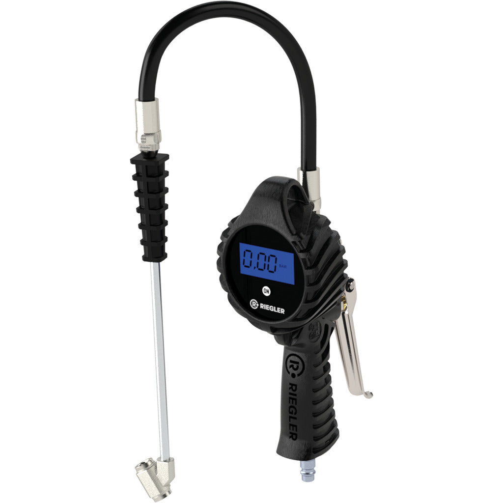 Digital hand tire gauge, rotatable hose