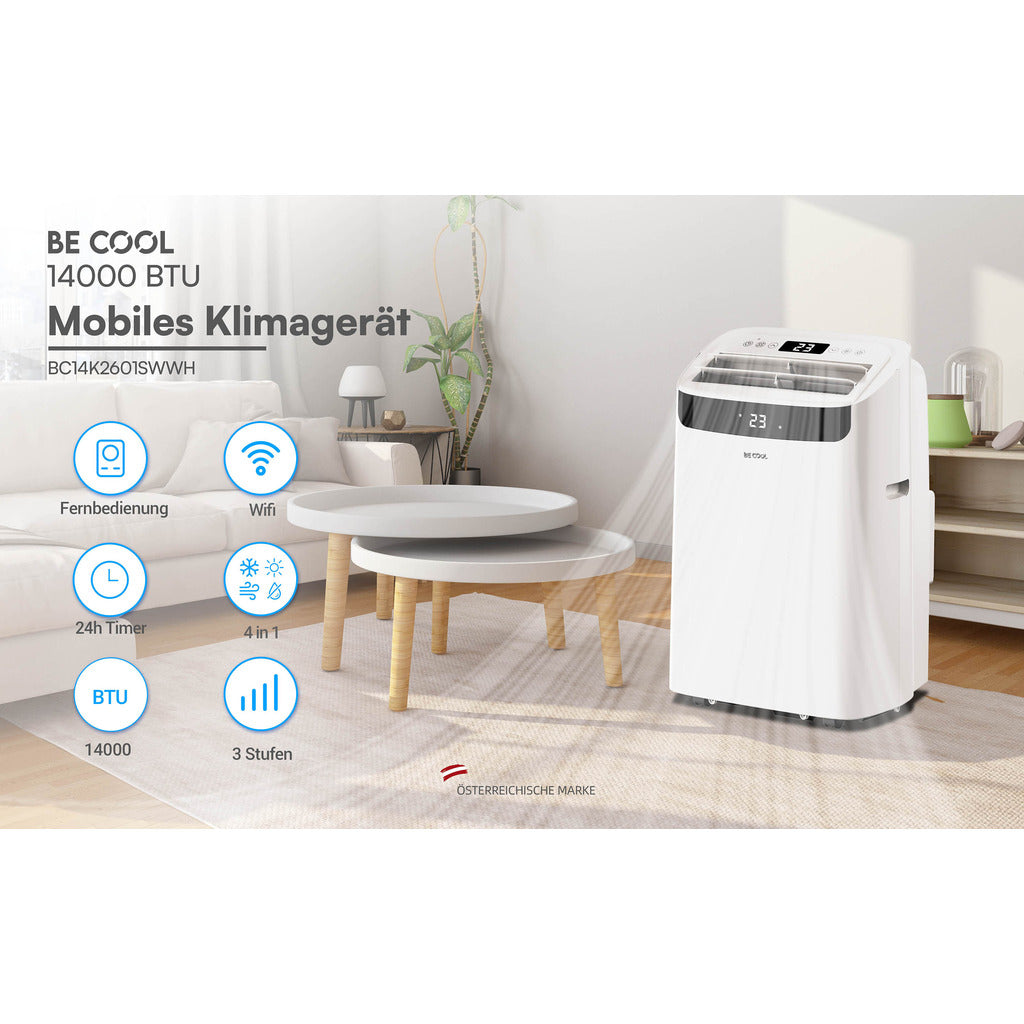 BE COOL Klimagerät 14.000 BTU mit Heizfunktion und WIFI