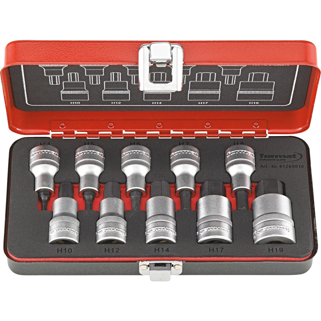 Screwdriver bit set ½" for hexagon socket