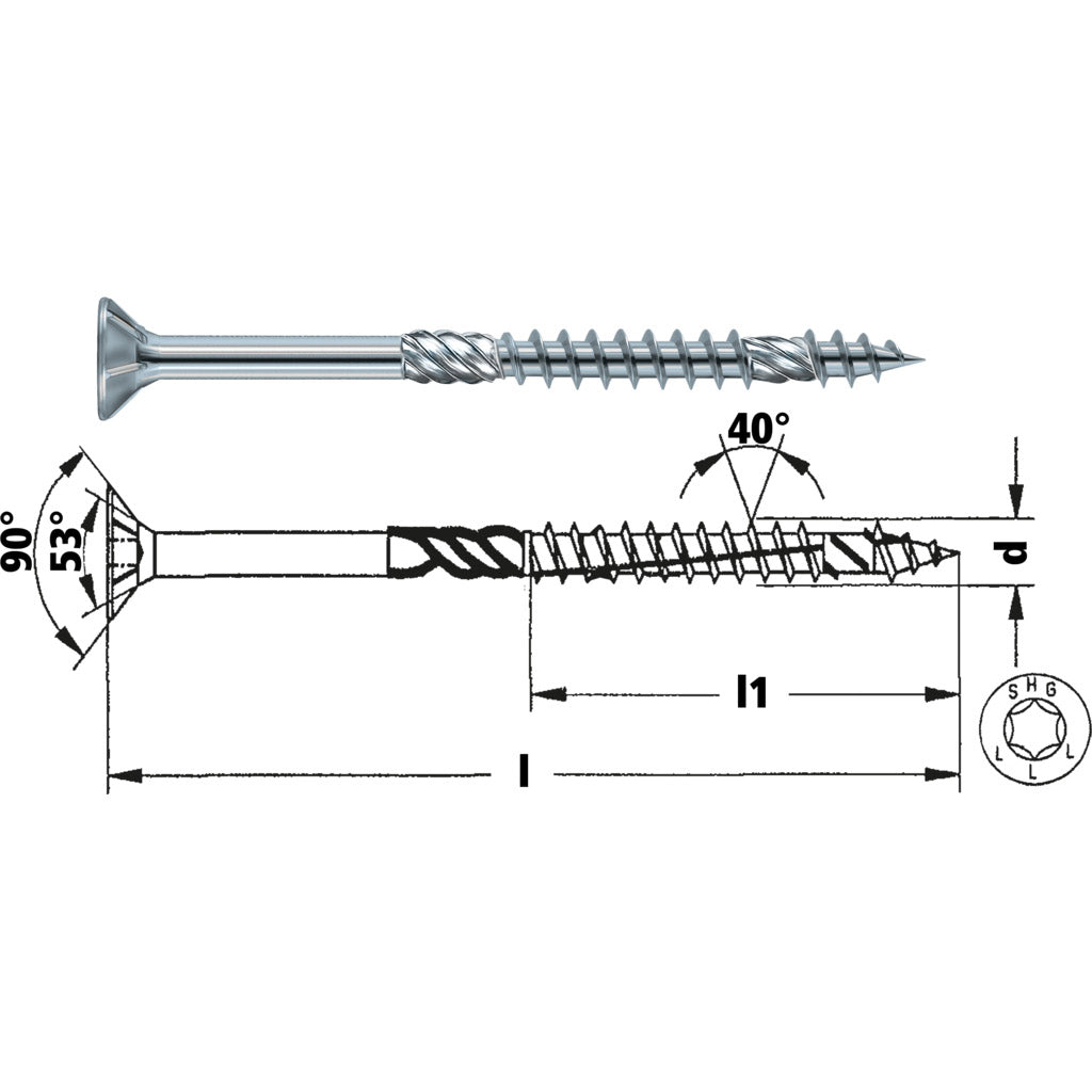 Tornado chipboard screw countersunk head with Torx