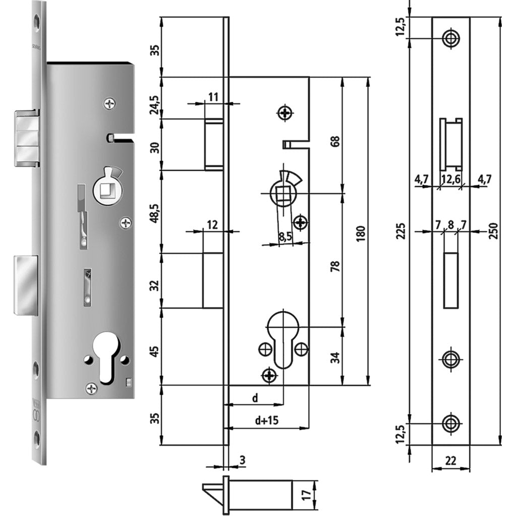 Serratura a mortaio con telaio tubolare 1902