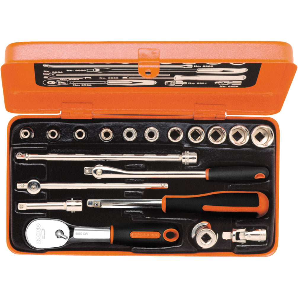 Socket wrench set with inch inserts