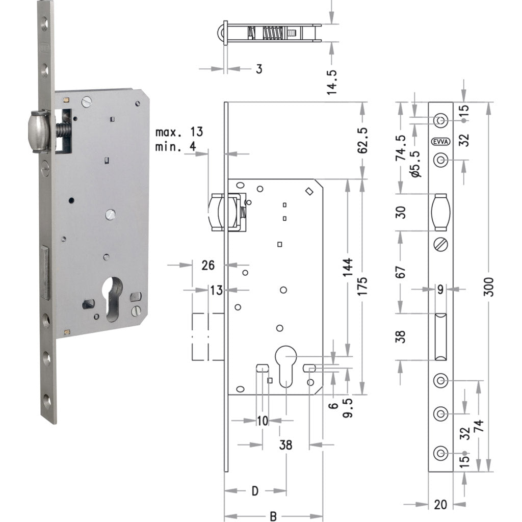 Mortise roller latch lock E720