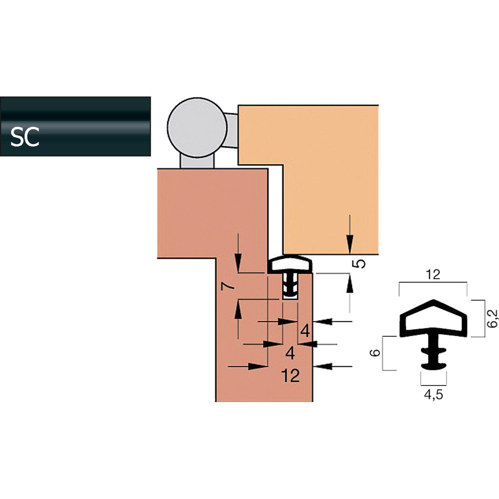 Door seal V 1004 short collar