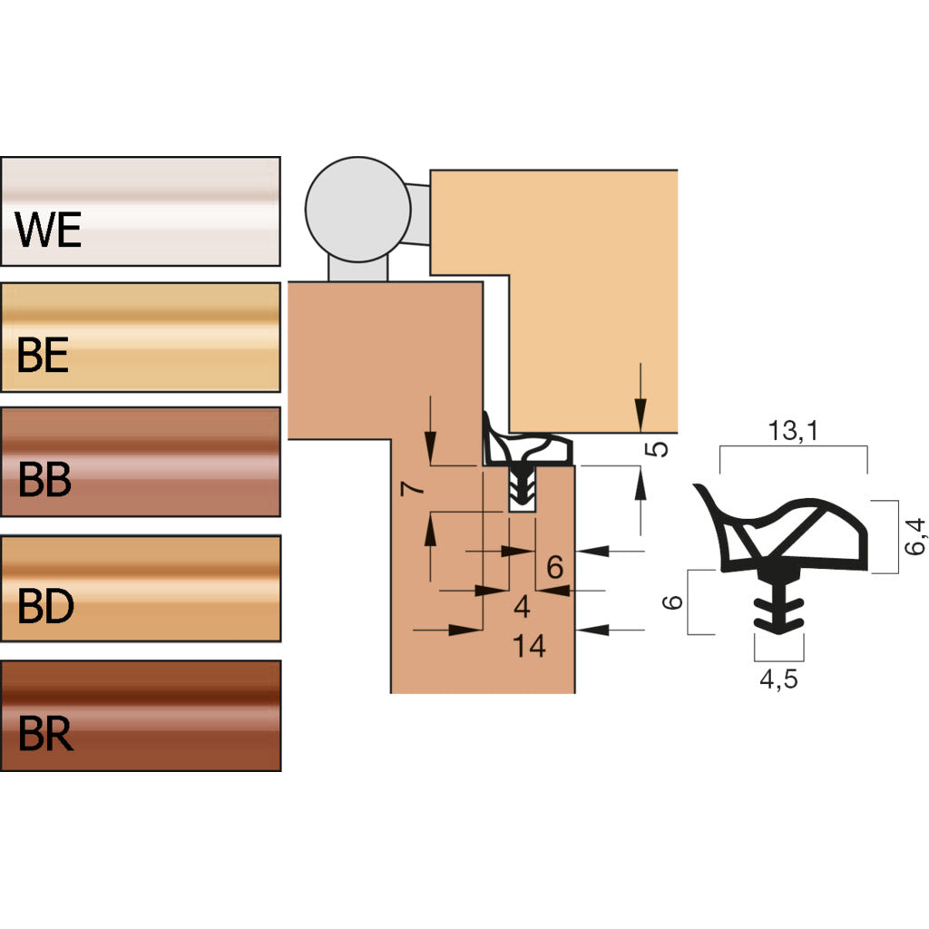 Door seal V 1011 short collar