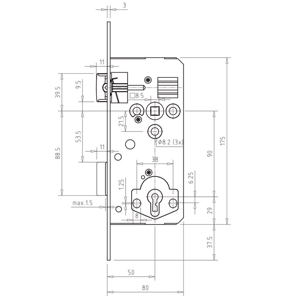 Mortise lock plastic latch