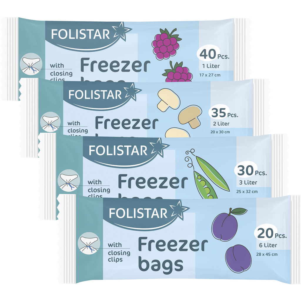 Freezer bags with clips