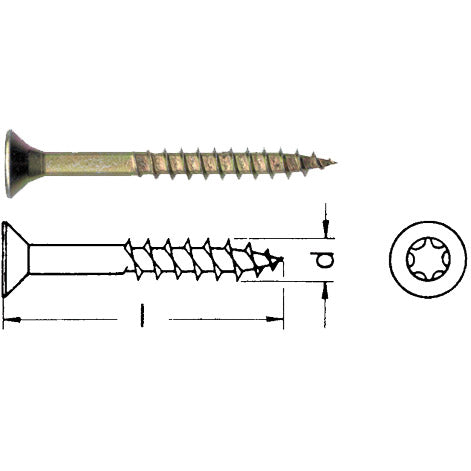Chipboard screw countersunk head Torx galvanized