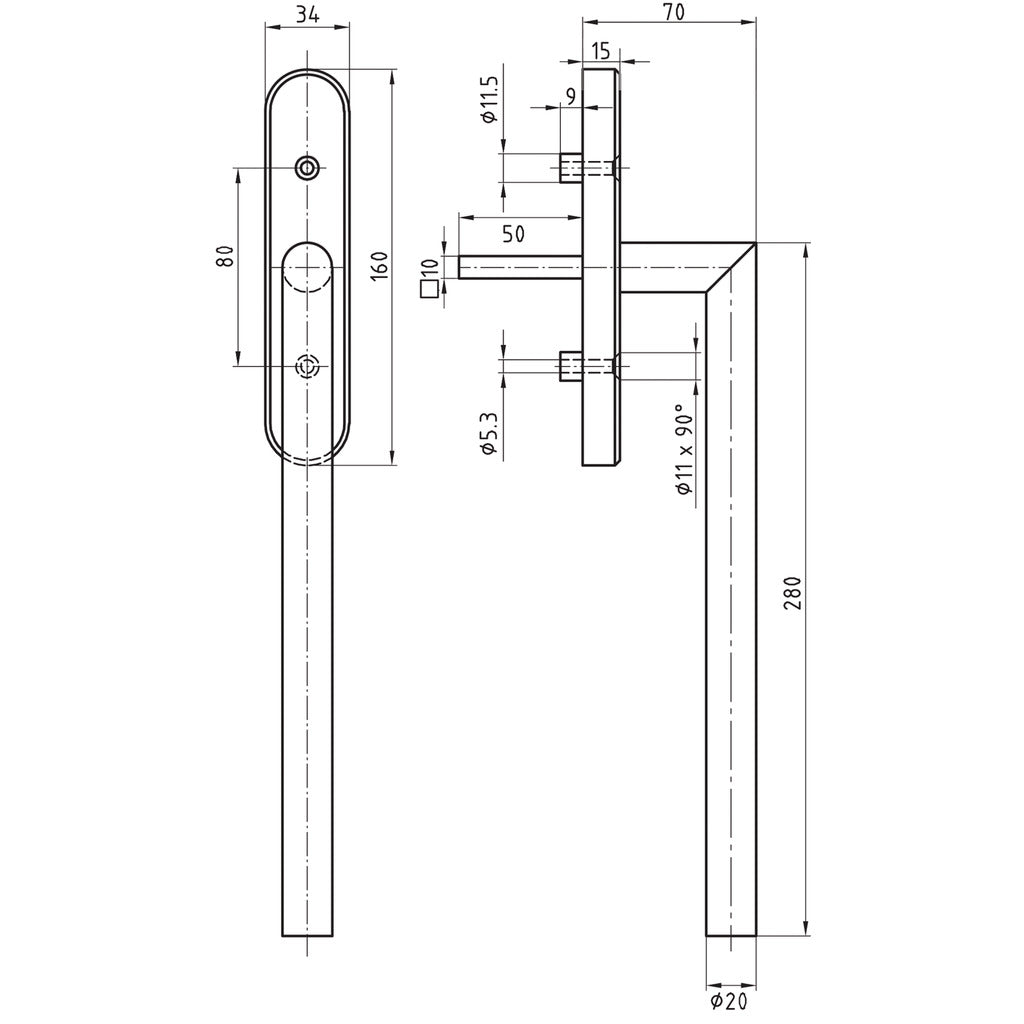 Lift-sliding door handle 5071-280/5619K