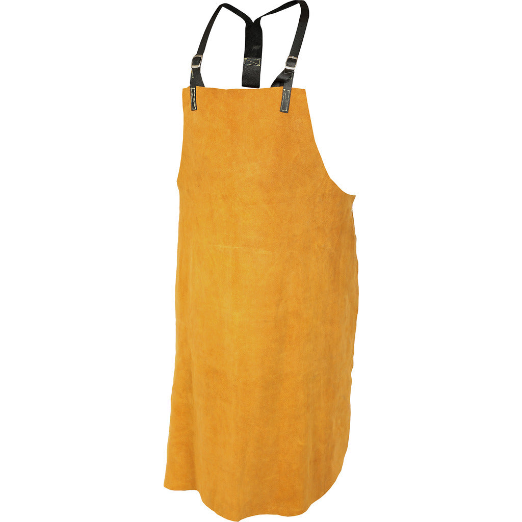Welding apron with leather straps