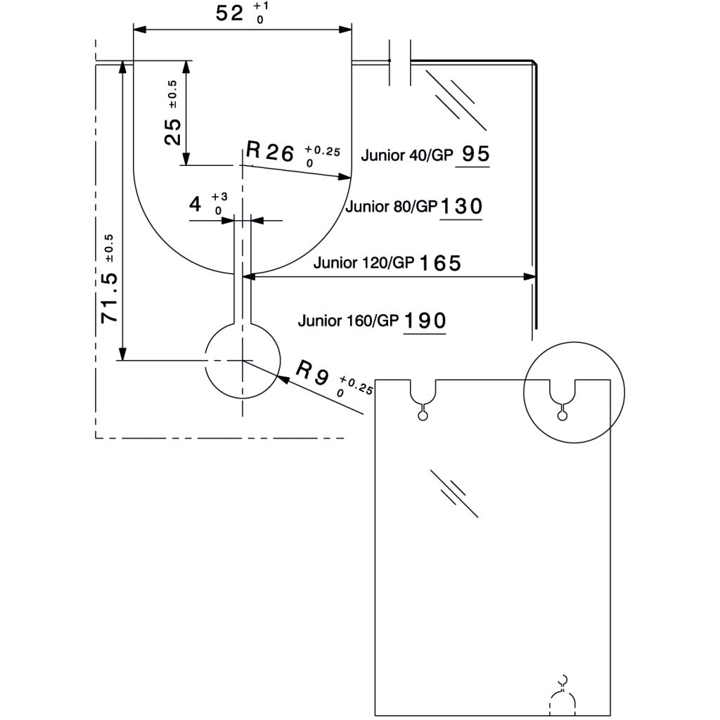 Fitting set HAWA-Junior 80/GP
