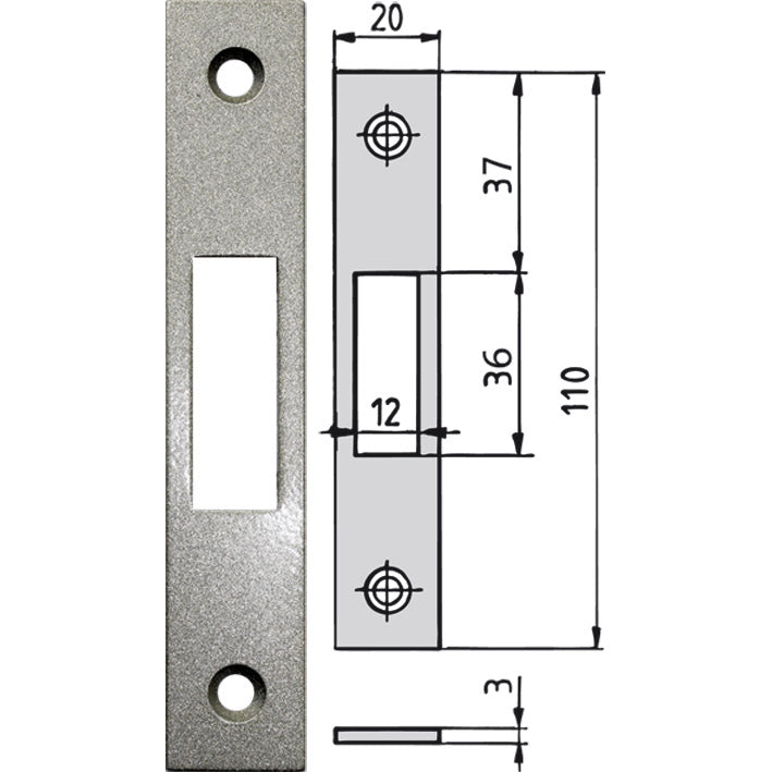 Strike plate for sliding door locks 0631