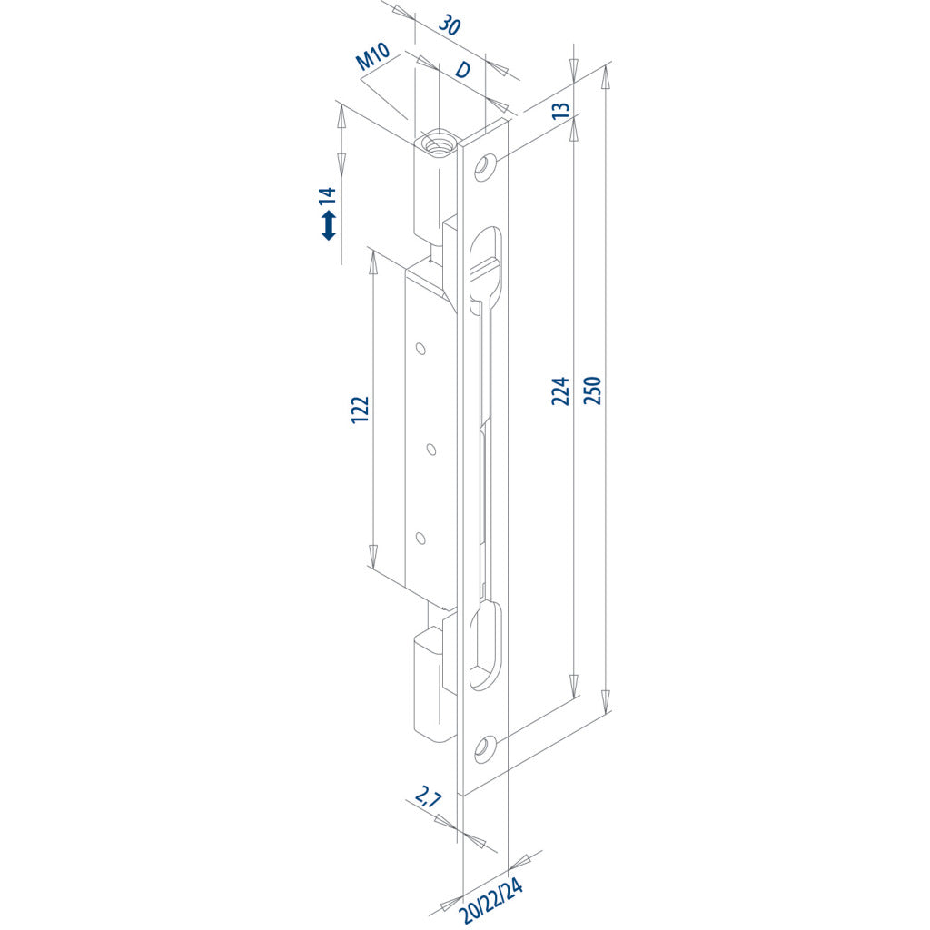 Mortise door bolt 344K
