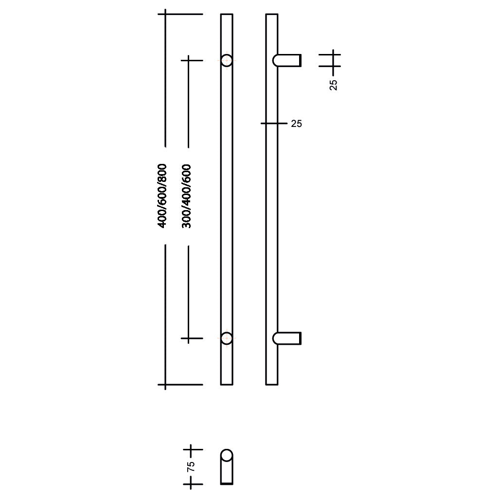 Pull handle railing 25/straight