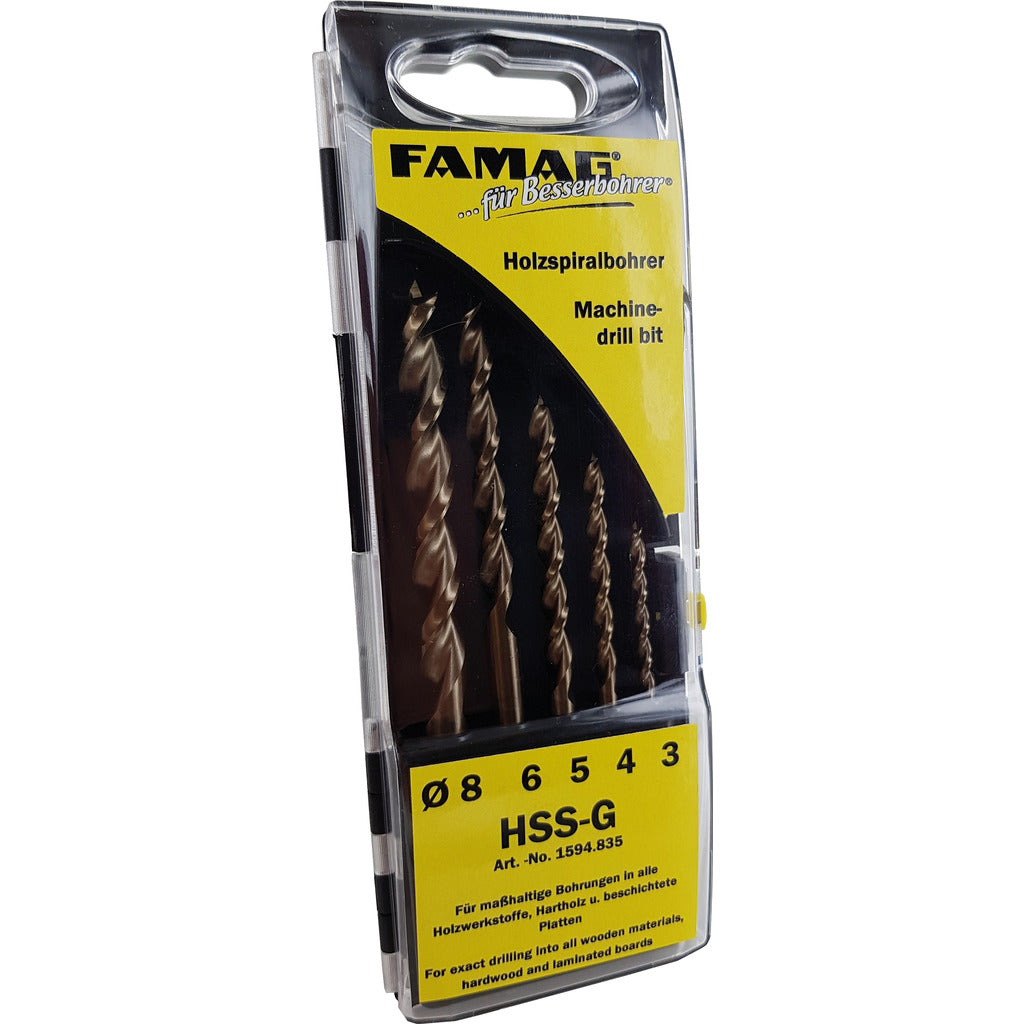 Wood twist drill set HSS-G / 5-piece