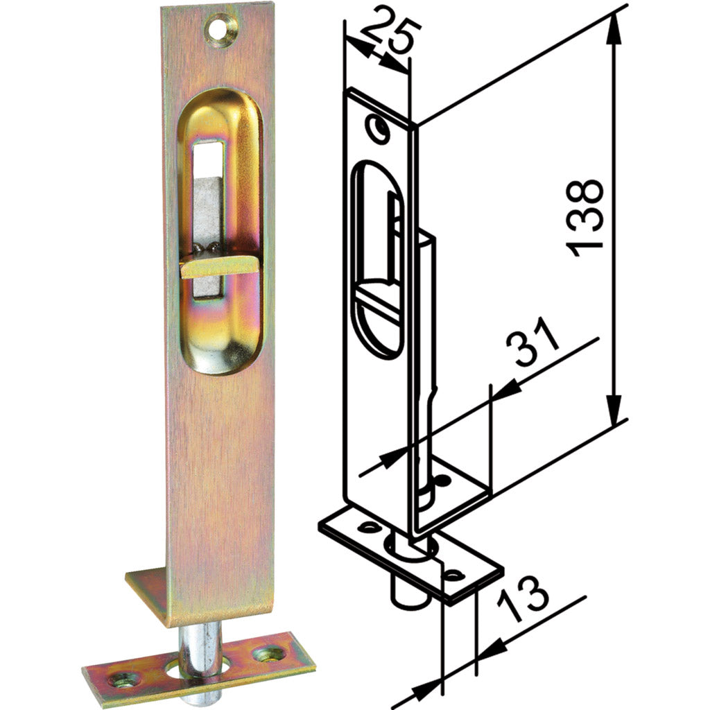 Fixing bolt with strike plate