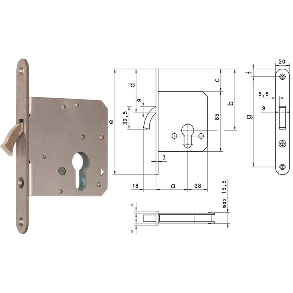 Mortise sliding door lock D162