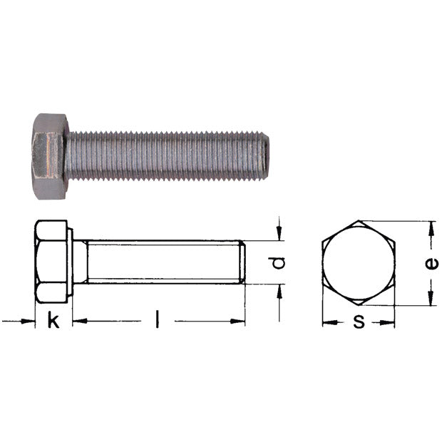 Hexagon screw full and fine thread blank