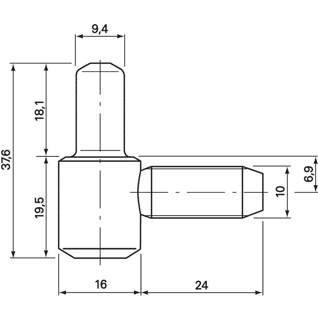 Steel frame hinge lower part 30-16-M18 (3.1010)