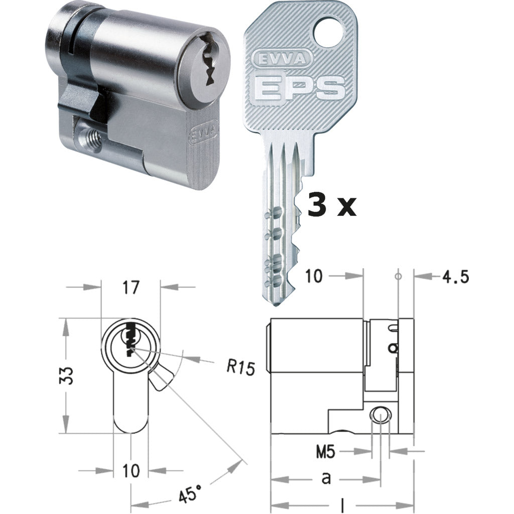 Half cylinder - locking system EPS module / matt nickel