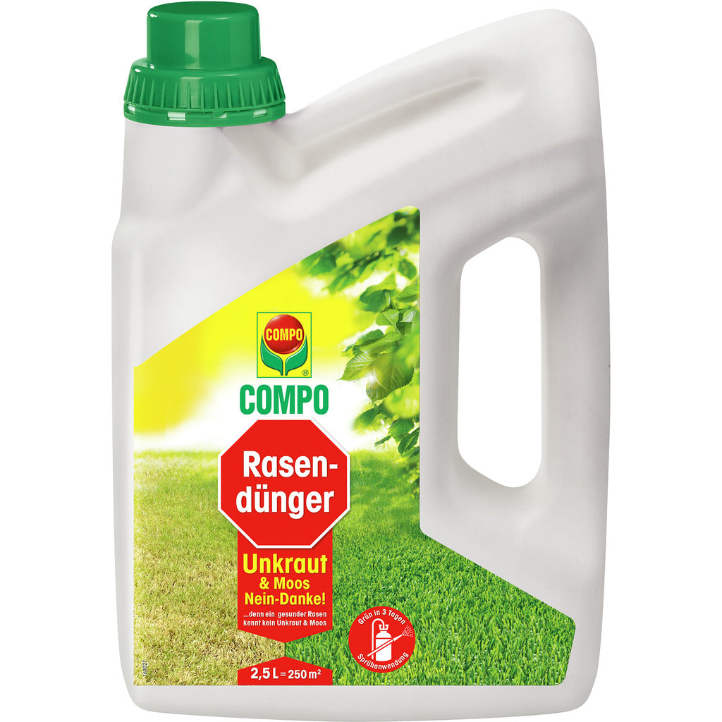 Fertilizzante per prato Compo contro erbacce e muschio: no grazie!
