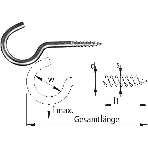 Screw hook No. 11 bent galvanized