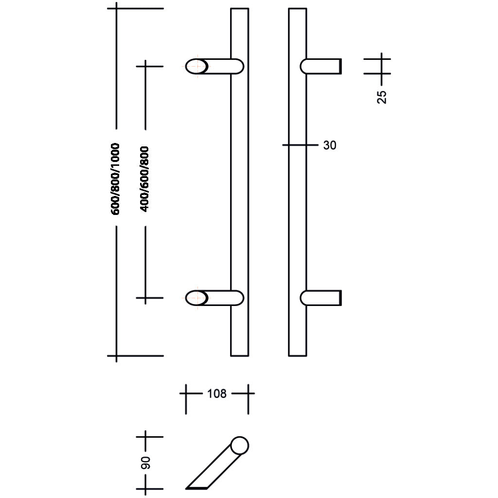 Pull handle railing 30/angled
