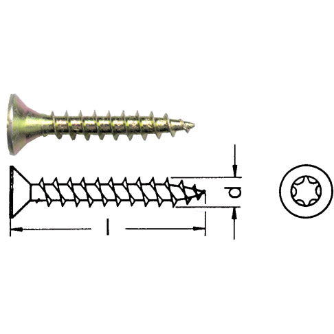 Chipboard screw countersunk head Torx galvanized