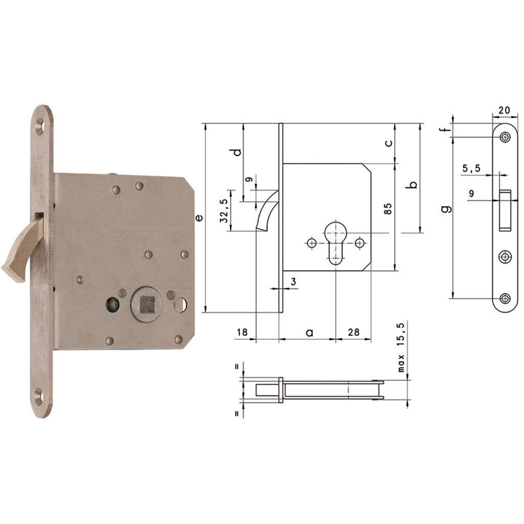 Mortise sliding door lock D162