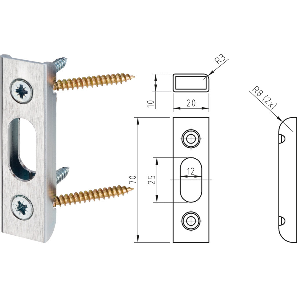 Tubular steel strike plate SB.MV.Z.DS for multi-point locking 124/134.MFV