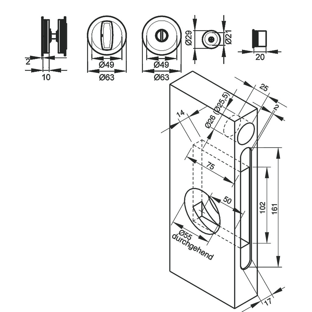 Sliding door rosettes - Set EPD 71