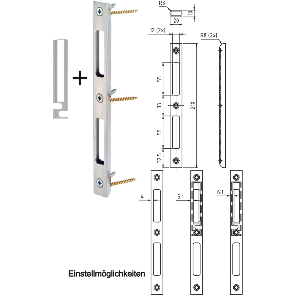 Steel tube strike plate SB.VS.H.DS