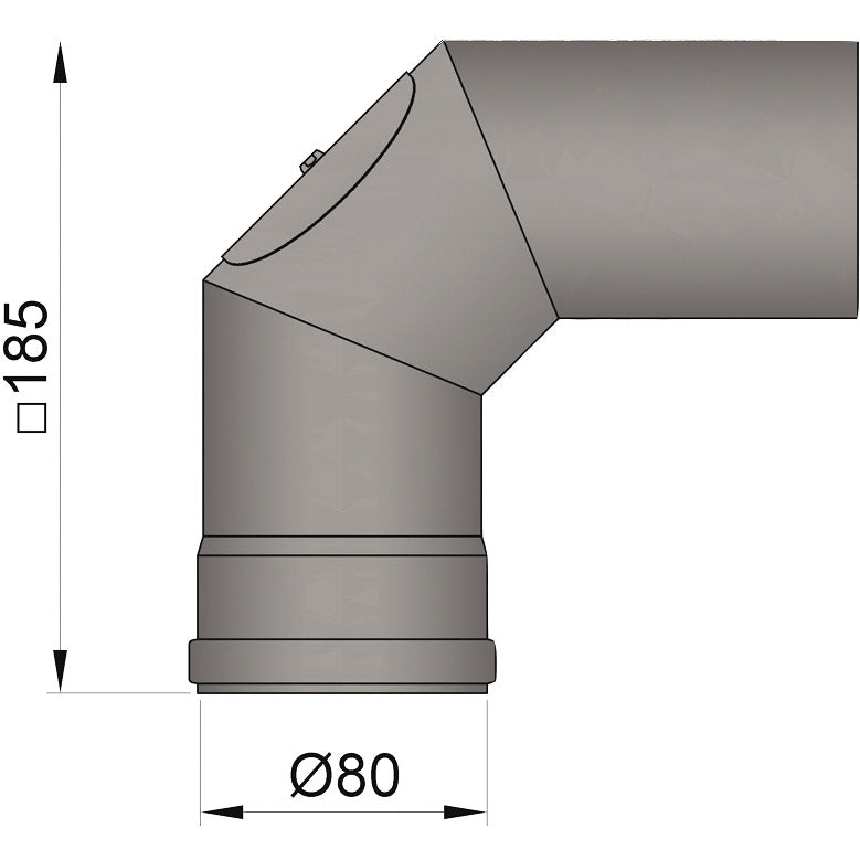 Flue pipe bend with cleaning door for pellet stoves