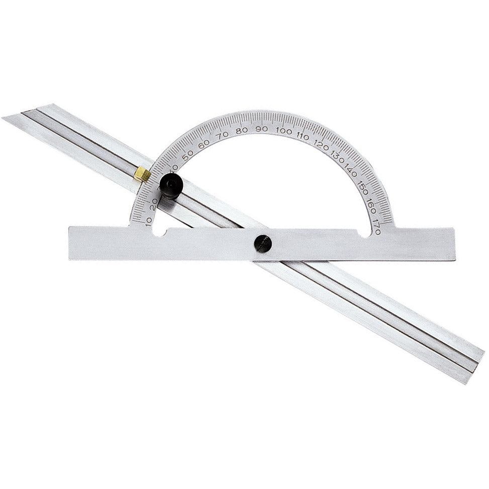 Protractor with adjustable rail