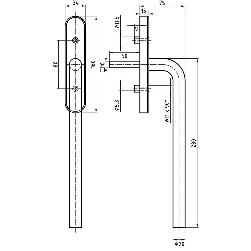 Lift-sliding door handle 5057-280/5619K